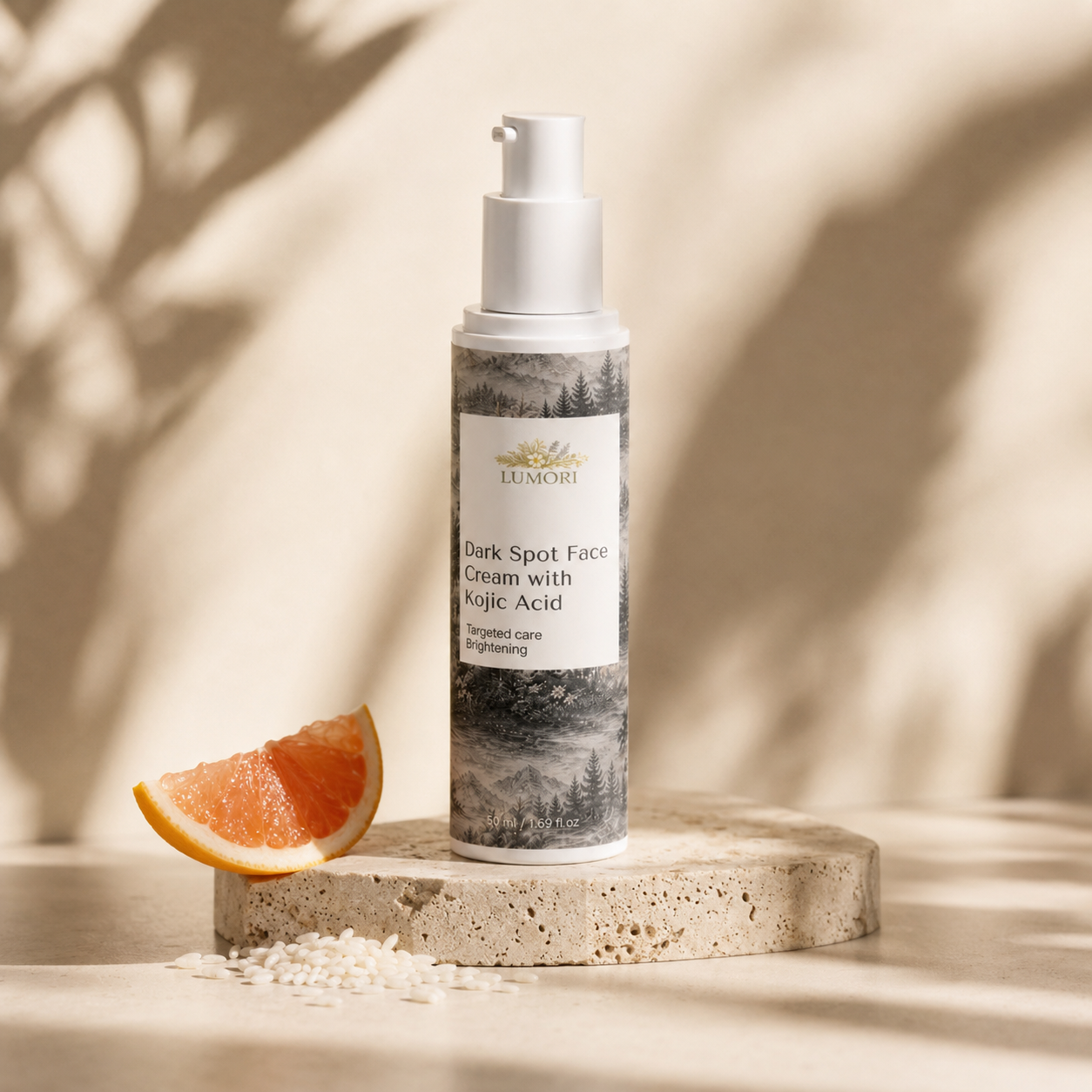 Dark Spot Face Cream on stone pedestal