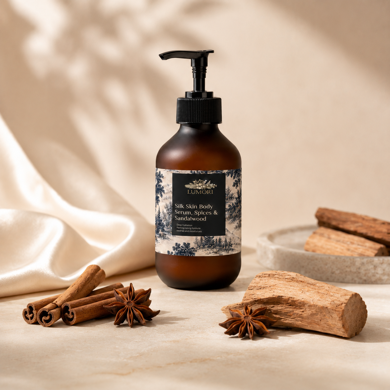 Silk Skin Body Serum with sandalwood and spices